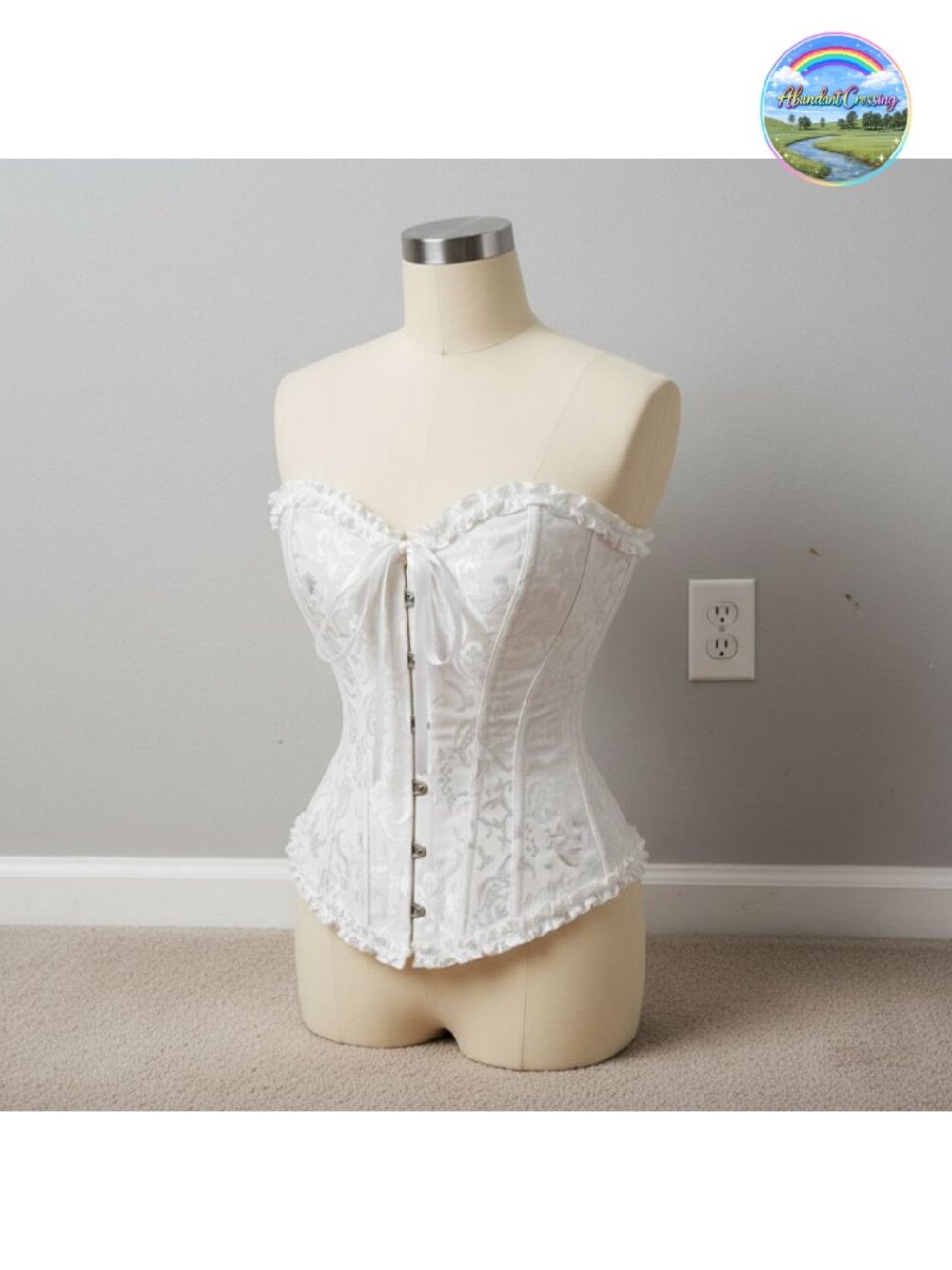 Womens Overbust Corset Lace-Up Jacquard Renaissance Costume Top